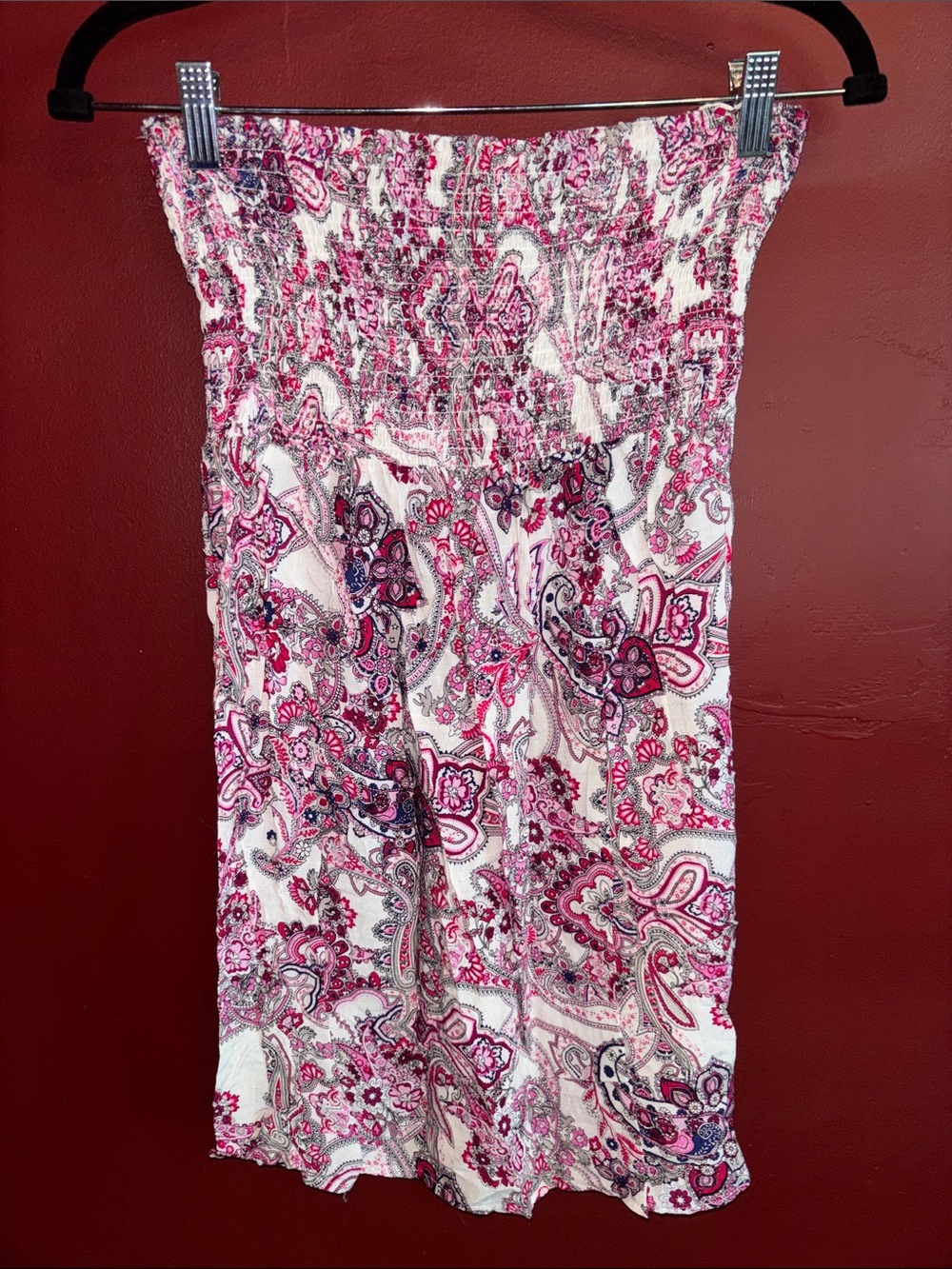 Rue21 Strapless Floral Paisley Sundress in White and Pink